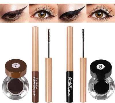 Mascara and Eyeliner Set,  Black 4D Silk Fiber Eyelash Mascara with Liquid Eyeliner Kit Waterproof Quick-Drying Sweat-Proof, Smudgeproof, Long Lasting Perfect Eyes Makeup Set