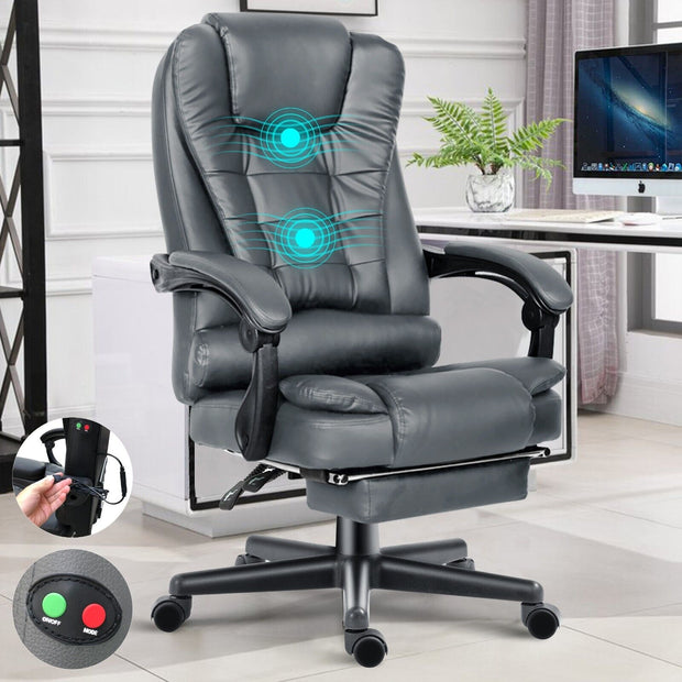 Massage Office Chair Gaming Computer Desk Swivel Recliner Chair Leather Footrest