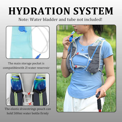 Running Vest,Running Hydration Vest,Breathable Ultra-Lightweight Running Backpack,With Reflective Strips,Micro-Splash Resistant,For Outdoor Cycling Running Climbing Marathon Camping,For Women and Men