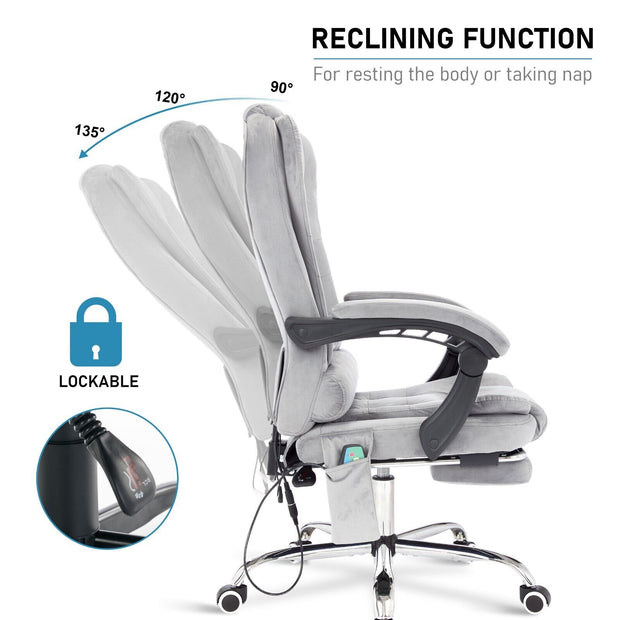 Massage Office Chair Gaming Computer Desk Swivel Recliner Chair Leather Footrest
