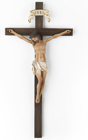 BC Catholic Crucifix Wall Cross 16" H Jesus Christ Indoor Home Decor Religious Collectable Gifts Renaissance Sculpture Handmade by Buildclassic