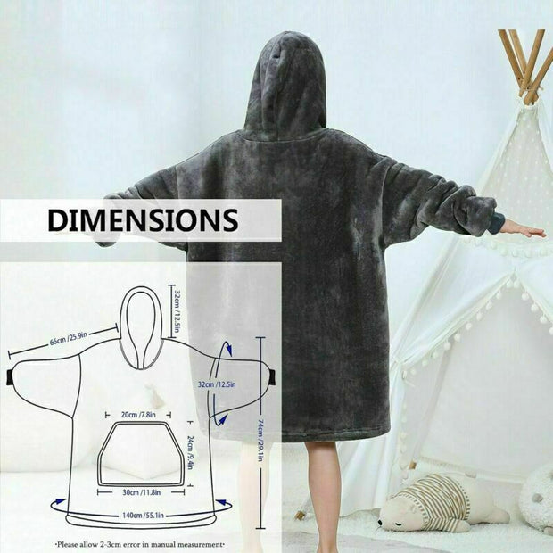Hooded Snuggle Blanket Super Soft Oodie Winter Warm Wearable Hoodie Robe Comfort