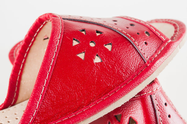 Lady'S Women Flip Flop Leather Slippers Orthopedic Insole Shoes Sandals RED