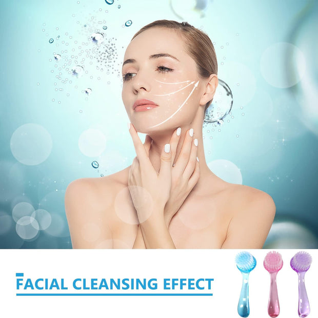3-Pack Face Exfoliator Brushes - Manual Facial Cleansing Brush Acrylic Facial Scrubbers Soft Bristle Exfoliator Brush for Face Care Makeup