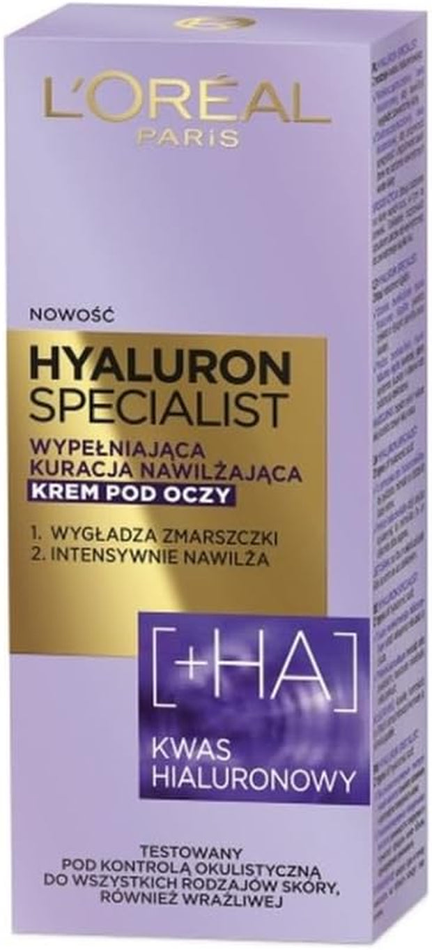 L'Oréal - HYALURON SPECIALIST EYE CREAM - Anti-Wrinkle Eye Cream - 15 Ml