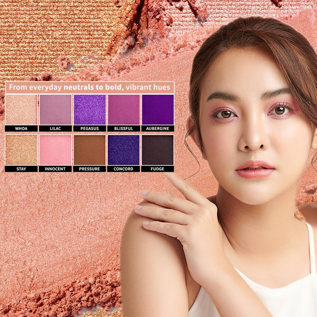 Profusion Cosmetics Violets 10 Shade Eyeshadow Palette (Blendable Multi-Finish Array of Orchid to Lavender and Violet Hues)