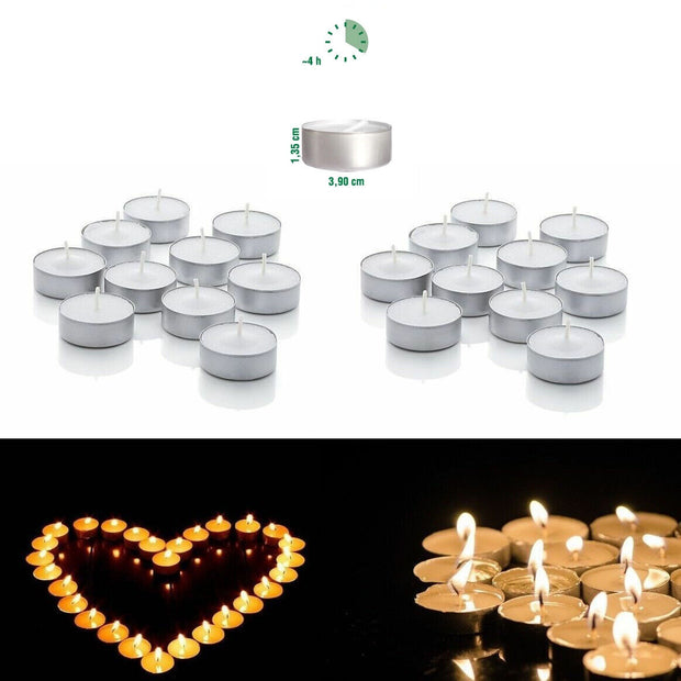 10 X 4 Hour Burn Tea Lights Candles Night Light Premium Tealights Tlight