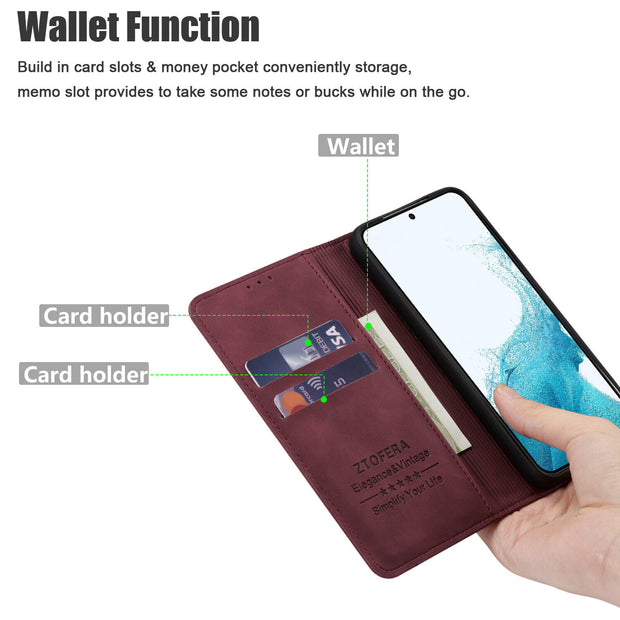 For Samsung Galaxy S22 S21 S20FE A12 A52 Leather Magnetic Flip Wallet Case Cover