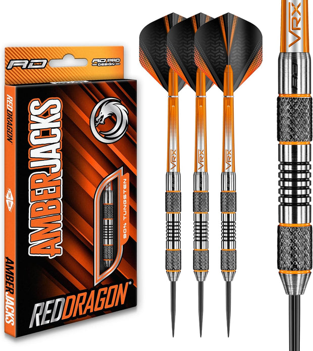 RED DRAGON Amberjack Series Darts Set with Flights and Shafts (Stems)