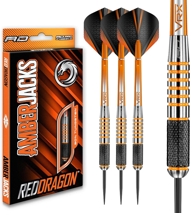 RED DRAGON Amberjack Series Darts Set with Flights and Shafts (Stems)