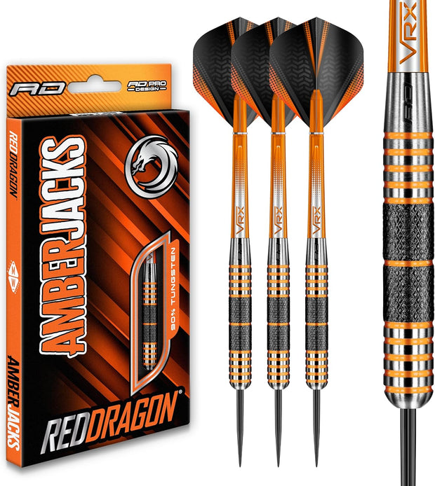 RED DRAGON Amberjack Series Darts Set with Flights and Shafts (Stems)