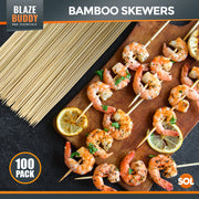 100 Bamboo Skewers 30Cm 12" BBQ Kebab Fruit Chocolate Fondue Grill Wooden Sticks
