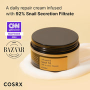 COSRX Advanced Snail 92 All in One Cream Korean Snail Mucin Face Cream & Gel Moisturiser for Dry Sensitive and anti Aging Skin, Daily Soothing and Moisturising Cream, Korean Skincare 100G