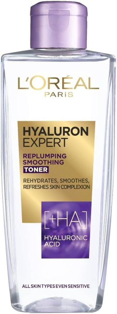 L'Oréal Paris Hyaluron Expert Replumping Toner, Hyaluronic Acid, Removes Traces of Makeup and Refreshes Skin Complexion, 200Ml