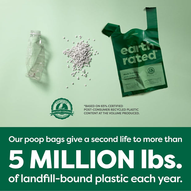 Earth Rated Dog Poo Bags with Handles Value Pack, Easy Tie and Guaranteed Leakproof, Lavender, 600 Handle Bags