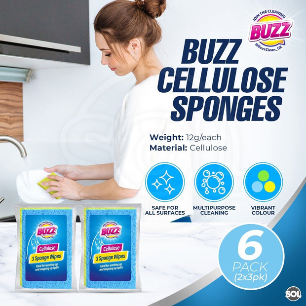 3-6Pk Cellulose Sponge Wipes | Highly Absorbent Cleaning Cloths Kitchen Surface