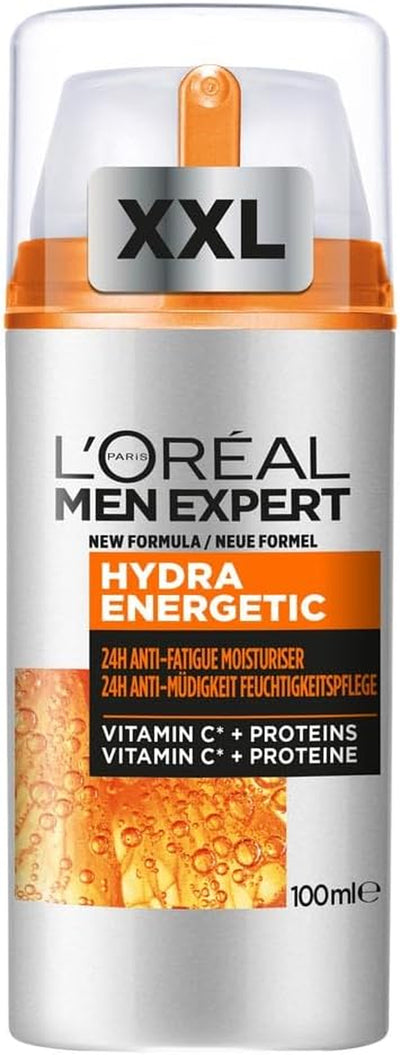 L'Oreal Men Expert Anti-Fatigue Moisturiser, Hydra Energetic Men'S Moisturiser with Vitamin C*, Helps Fight of Appearance of Dark Circles and Intensively Hydrates Skin, [100Ml]