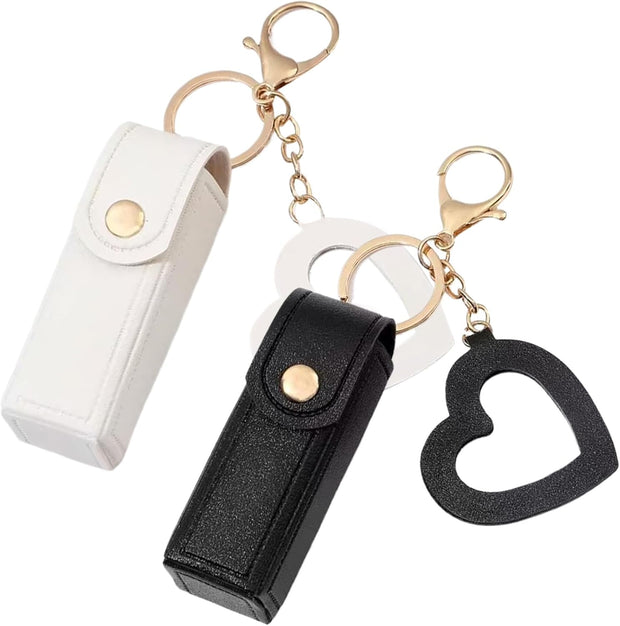 Lipstick Case 2PCS Lipstick Holder with Mirror Lip Balm Keyring Sleeves Small Lipstick Pouch Style2, Lipstick Holder