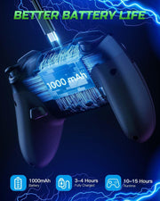 VOYEE Switch Controller Compatible with Switch/Lite/Oled/Pc Windows, RGB Lightning Programmable 1000Mah Wireless Pro Controller with One Key Pairing Wake up Vibration Turbo