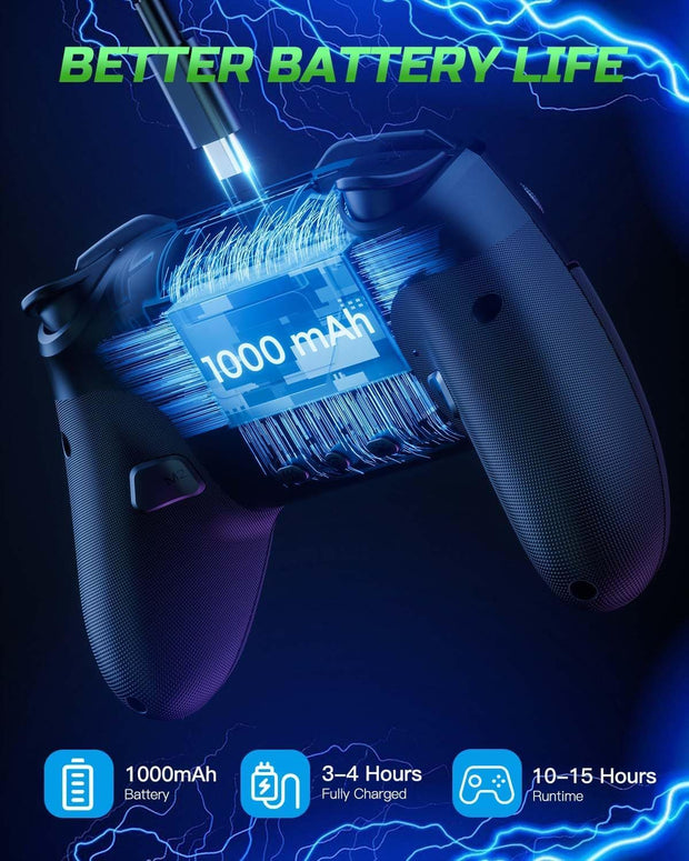 VOYEE Switch Controller Compatible with Switch/Lite/Oled/Pc Windows, RGB Lightning Programmable 1000Mah Wireless Pro Controller with One Key Pairing Wake up Vibration Turbo