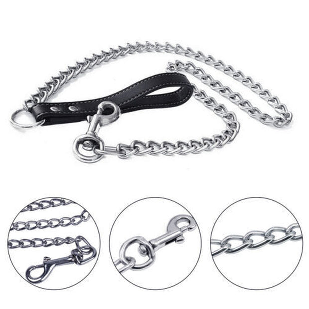 1PCS 1.2M Metal Chain Dog Lead Pet Puppy Leash Long Heavy Duty Anti-Chew Control