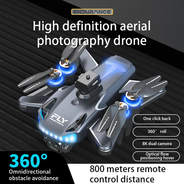 The New M12 RC Drone 8K Brushless Professional Edition Is Equipped with a Wide-Angle Three Tracking Camera with 12 Color Lights