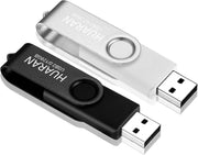 2 Pack HUARAN 64GB Memory Stick USB Flash Drive 64G Swivel Design Memory Sticks Fold Storage (Black Silver)