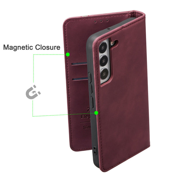 For Samsung Galaxy S22 S21 S20FE A12 A52 Leather Magnetic Flip Wallet Case Cover