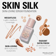 Makeup Revolution, Skin Silk Serum Foundation, Light to Medium Coverage, Contains Hyaluronic Acid, F7, 23Ml