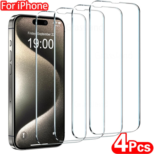 Tempered Glass Screen Protector Set for iPhone 11 Pro Max, XS Max, XR, X, 8 Plus, 7, 6 - 4 Pieces