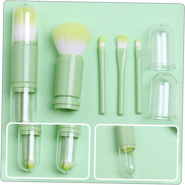 FRCOLOR Compact Lightweight 1 Set Telescopic Makeup Brush 4-In-1 Brush Set Make up Eyeshadow Brush for Travel and Daily Use