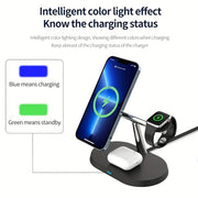 100W Magnetic Wireless Charger Stand for Iphone 15 14 13 Pro Max Apple Watch 8 7 6 Airprods 3 in 1 Macsafe Fast Charging Station