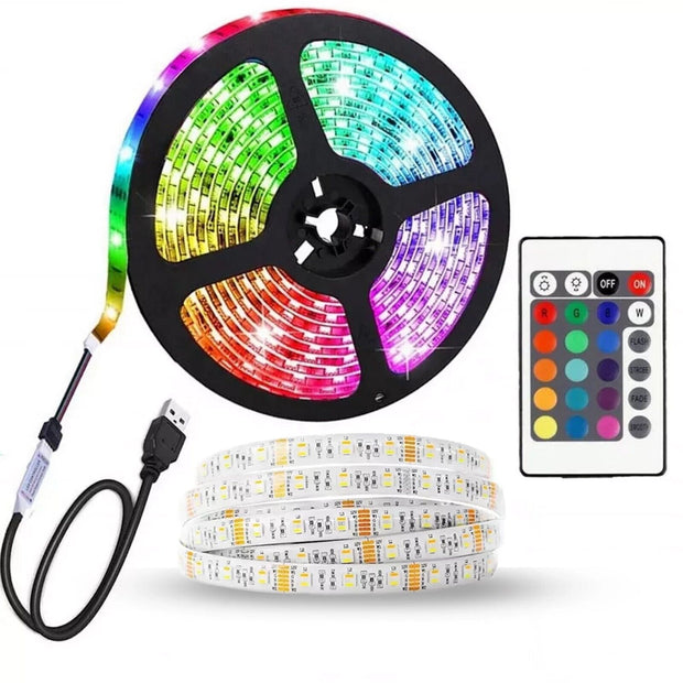 USB LED Strip Lights 5050 RGB Colour Changing Tape TV Kitchen Lighting 1-5M