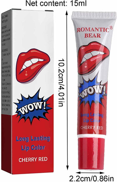 Peel off Lip Stain, Waterproof Lipstick Matte Lip Gloss, Long Lasting Lip Tint Stain for Women Girls' Daily Makeup (Cherry Red)