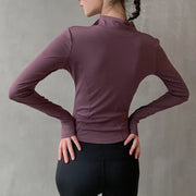 2022 New Women'S Long Sleeves Sports Running Shirt Breathable Gym Workout Top Women'S Yoga Jackets with Zipper with Finger Holes