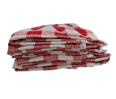 Heart Tea Towels X 2 Red Hearts Shaped Cotton Kitchen Super Absorbent Cloths