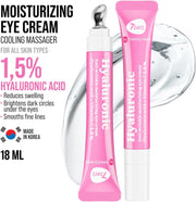 7Days Eye Cream with Hyaluronic Acid - Korean Skincare - Eye Cream for Dark Circles and Puffy Eyes - anti Aging Eye Bags Remover - anti Wrinkles Eye Gel with Cooling Massager