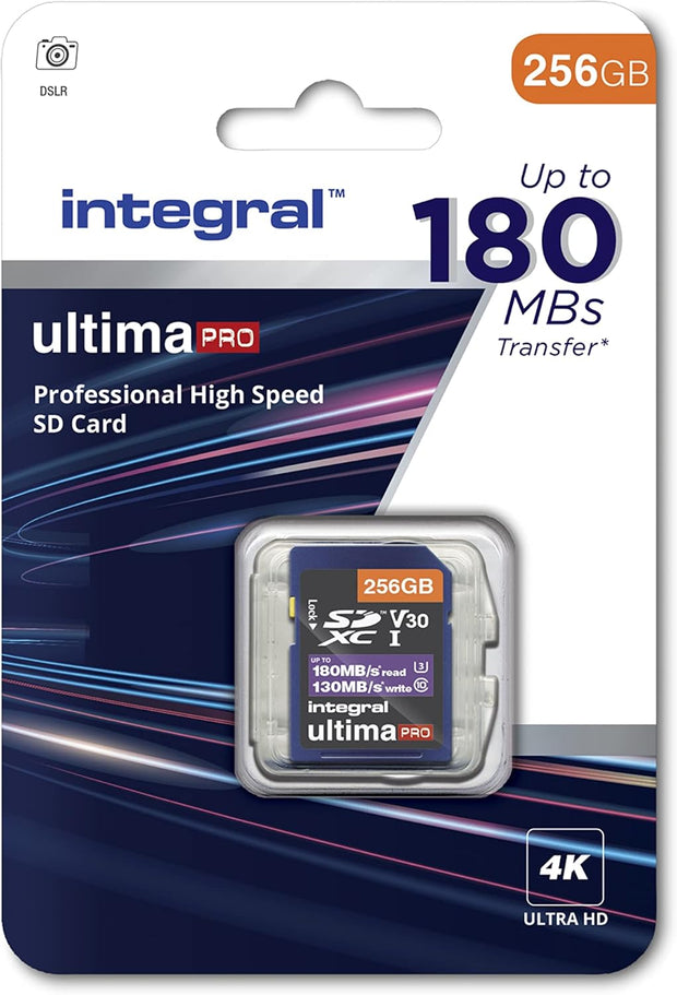 Integral 32GB SD Card 4K Ultra-Hd Video Premium High Speed Memory Card SDXC up to 100Mb/S SDXC V30 UHS-I U3 Class 10 SD Memory Card, Black