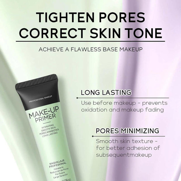 Green Colour Corrector Primer Makeup, Anti-Redness Face, Grips Makeup to Last, for Red & Blemished Skin, Pore Minimizer, Hydrating Make Up, Balance Skin Tone