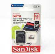 Sandisk Ultra 64 GB Microsdxc Class 10 Memory Card up to 48 Mbps - White/Grey