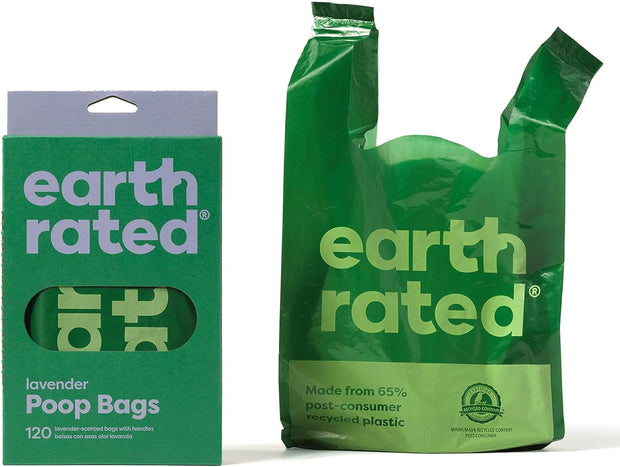 Earth Rated Dog Poo Bags with Handles Value Pack, Easy Tie and Guaranteed Leakproof, Lavender, 600 Handle Bags