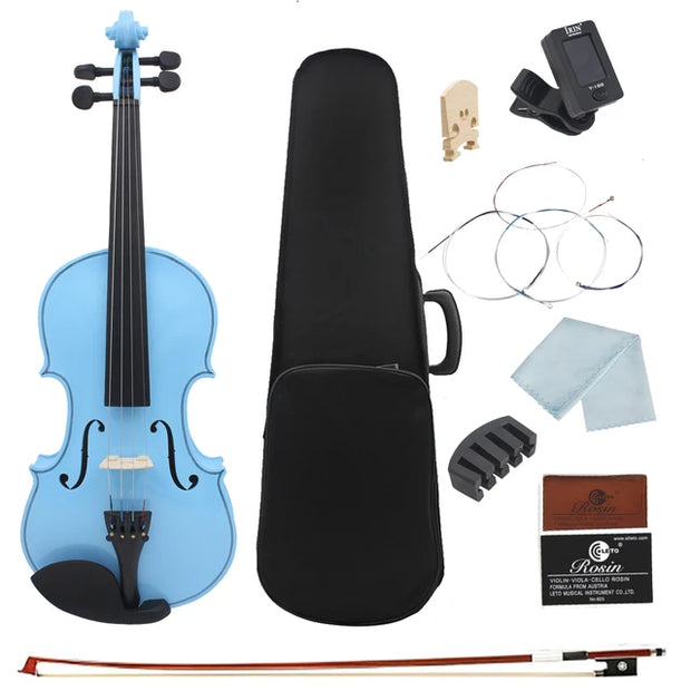 4/4 Violin Suitable for Beginners Student White Violin with Case/Bow/Strings/Tuner/Mute/Violin Bridges Accessories Violin Sets