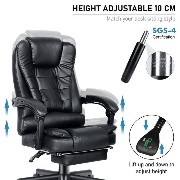 Massage Office Chair Gaming Computer Desk Swivel Recliner Chair Leather Footrest