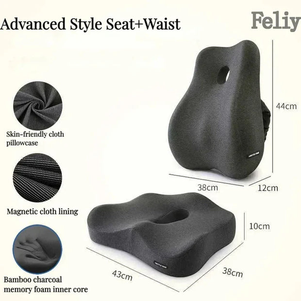 Memory Foam Waist Cushion Massage Back Orthopedic Pillow Lumbar Office Chair Cushion Car Seat Support Pad Buttock Coccyx Pillows