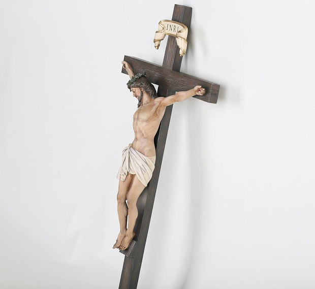 BC Catholic Crucifix Wall Cross 16" H Jesus Christ Indoor Home Decor Religious Collectable Gifts Renaissance Sculpture Handmade by Buildclassic