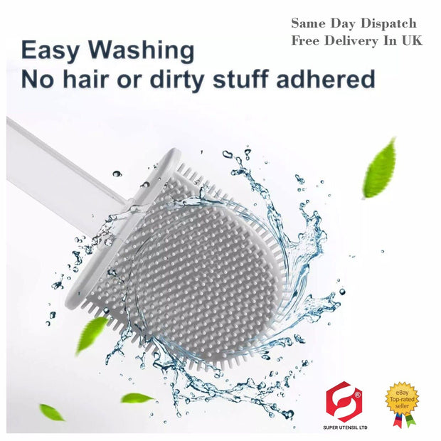 Toilet Brush & Toilet Brush Holdersilicone Soft TPR Cleaning Brush Full Set 2PK