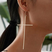Infinity Large Cross Women Teen Girls Gold Hippie Christian Dangle Drop Earrings