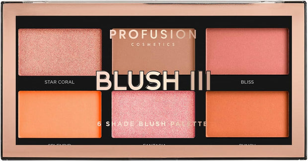 Profusion Cosmetics Blush III 6 Shade Blush Palette Lightweight, Smooth and Blendable