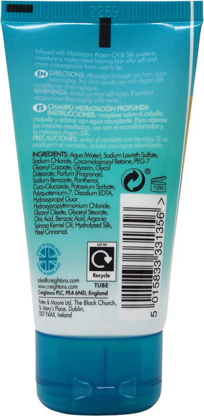 Creightons Argan Silk Intense Hydration Moisture Rich Shampoo, 50Ml - Professionally Formulated with Argan Oil from Morocco, Replenishes Moisture for Strength & Shine. for All Hair Types.