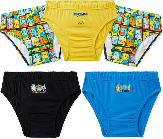 Pokemon Boys Briefs, Comfortable Cotton Breathable Underwear Pack of 5 Kids Underpants